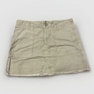 Y2K GAP Mini Cargo Skirt Women's 10‎ Olive Green Utility Raw Hem
